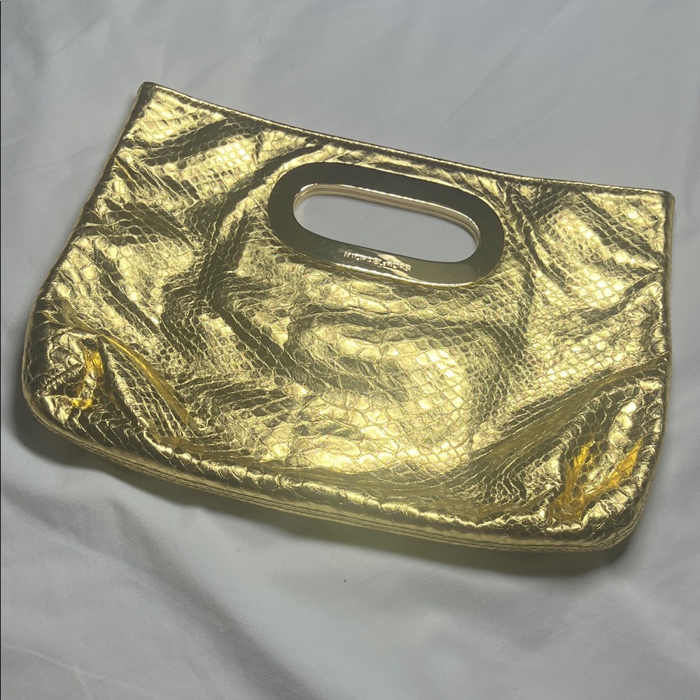 MICHAEL Michael Kors Gold Snakeskin Clutch